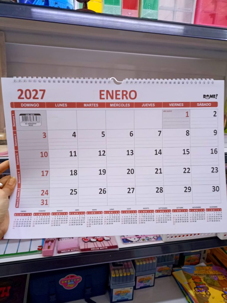Calendario 2027 Horizontal c/ espiral – A3 42 x 29,7 cm