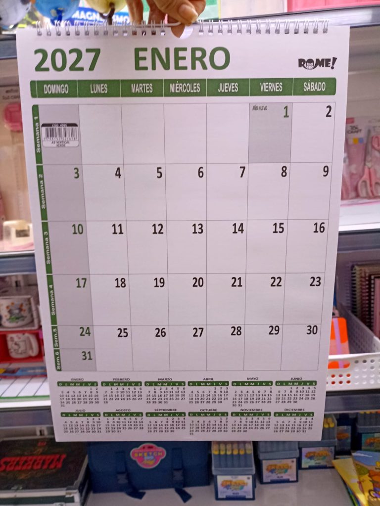 Calendario 2027 Vertical c/ espiral – A3 29,7 x 42 cm