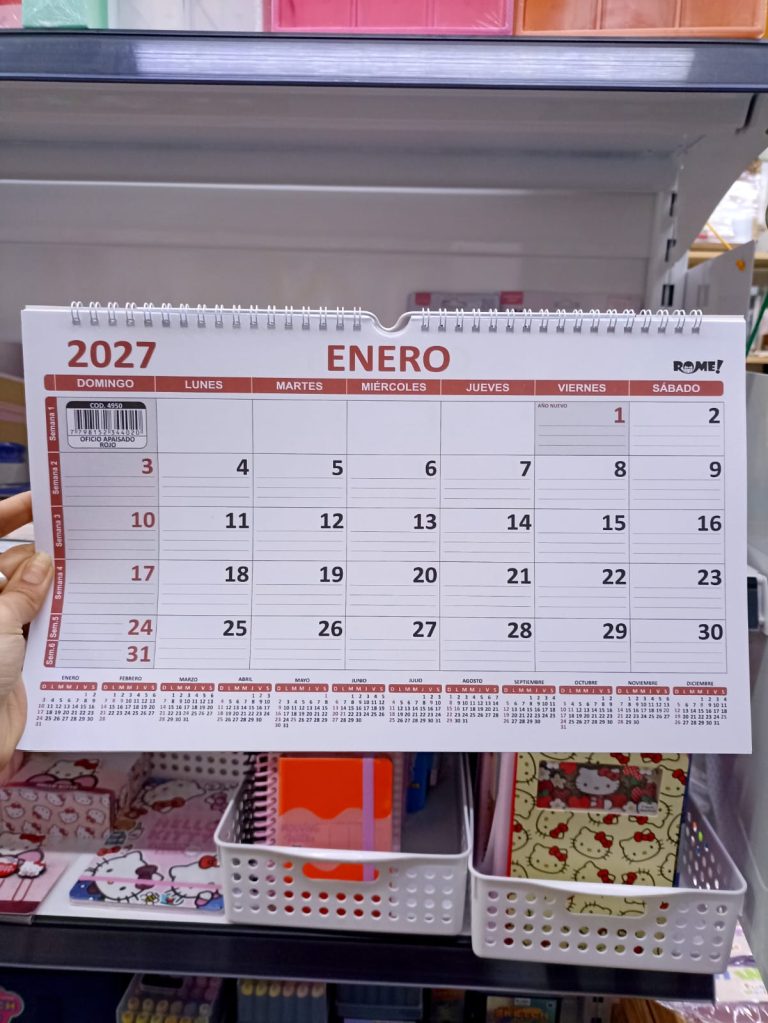Calendario 2027 Horizontal c/ espiral – Oficio 35,5 x 21,5 cm