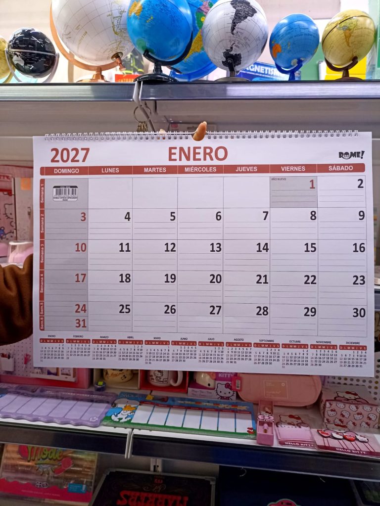 Calendario 2027 Horizontal c/ espiral – Doble Oficio 50 x 35 cm